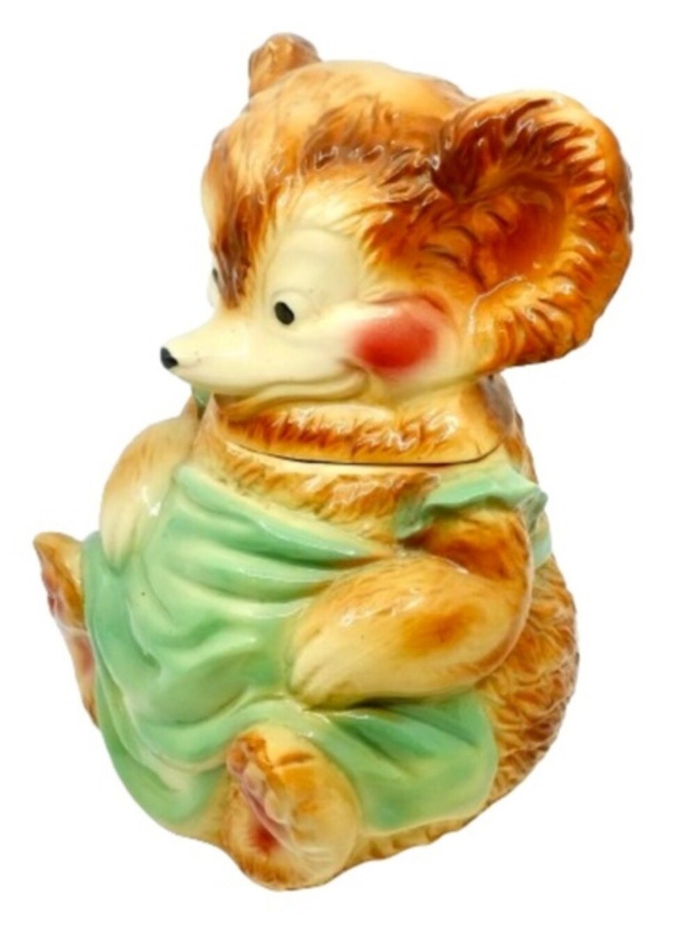 VINTAGE MID CENTURY MODERN 50s~BRUSH MCCOY~Teddy Bear w/Apron W14 USA Cookie Jar